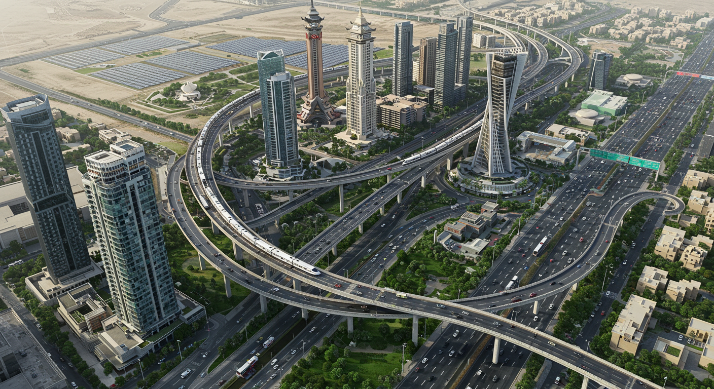modern city with advanced infastructures